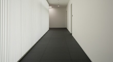 Fototapeta premium Minimalist interior design of a modern architectural corridor with white textured walls and a long perspective