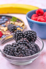 Blueberries and walnuts in a small bowl, perfect for an energetic snack full of natural antioxidants