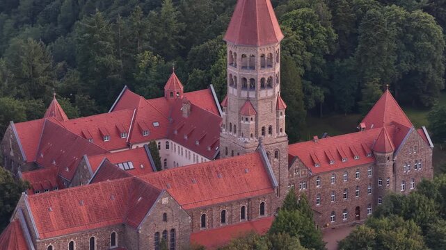 Abbey of Clervaux Abbey of St. Maurice and St. Maur in Luxembourg, Benedictine religious tradition, Neo Romanesque architecture, history, monastic life.