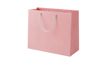 Elegant pink paper shopping bag with rope handles, perfect for gifts and retail