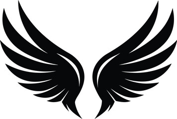Angel wings silhouette, minimal feather sketch, elegant line art, abstract flying symbol, continuous vector drawing