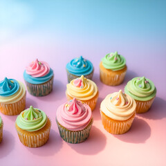 &ldquo;Mini Cupcakes in a Row&rdquo; top view 