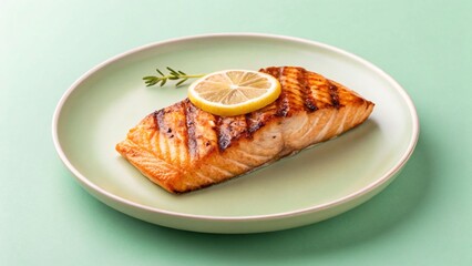 Salmon with lemon on a plate for a healthy meal