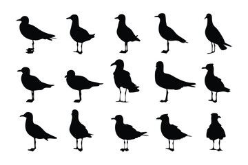 Silhouette Seagulls: A minimalist illustration showcases a group of silhouettes of seagulls in a seamless arrangement, exuding the essence of flight.