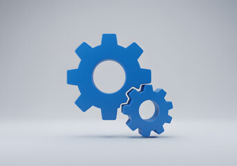 Blue gears interlock illustrating technology engineering and mechanics