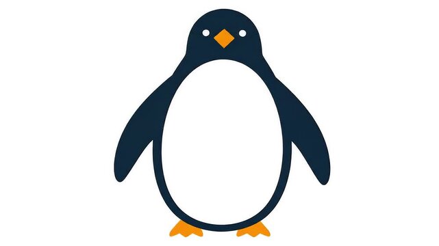 Simple flat vector illustration of a cute cartoon penguin. An iconic arctic bird character design isolated on a white background.