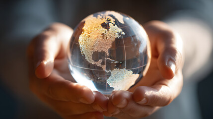 Fototapeta premium Holding a Glass Globe Representing Global Business and International Relations