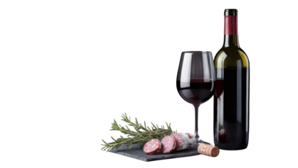 Enjoy a sophisticated glass of red wine paired with gourmet salami and fresh rosemary, perfect for any occasion.
