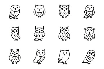 Owl Line Art Collection: A charming collection of minimalist owl illustrations in a line art style, offering a versatile resource for creative projects.