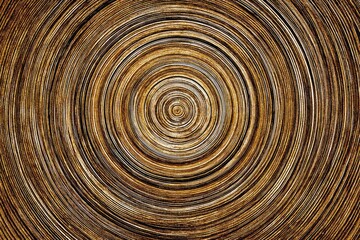 Abstract circular pattern of concentric rings in warm brown and gold tones