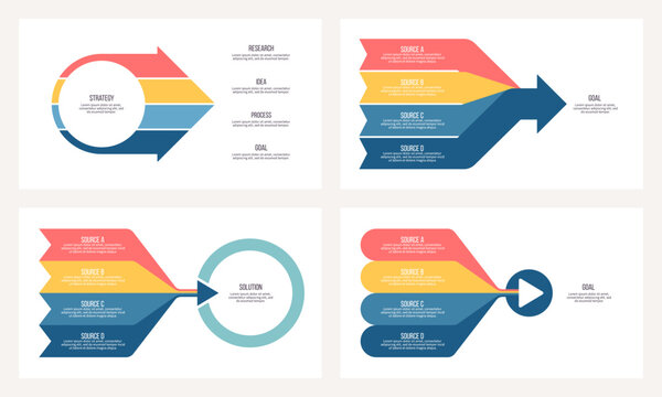 Business infographic template. Arrow chart with four options, steps. Vector chart.