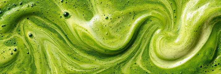 Vibrant Creamy Matcha Green Tea with Frothy Swirls