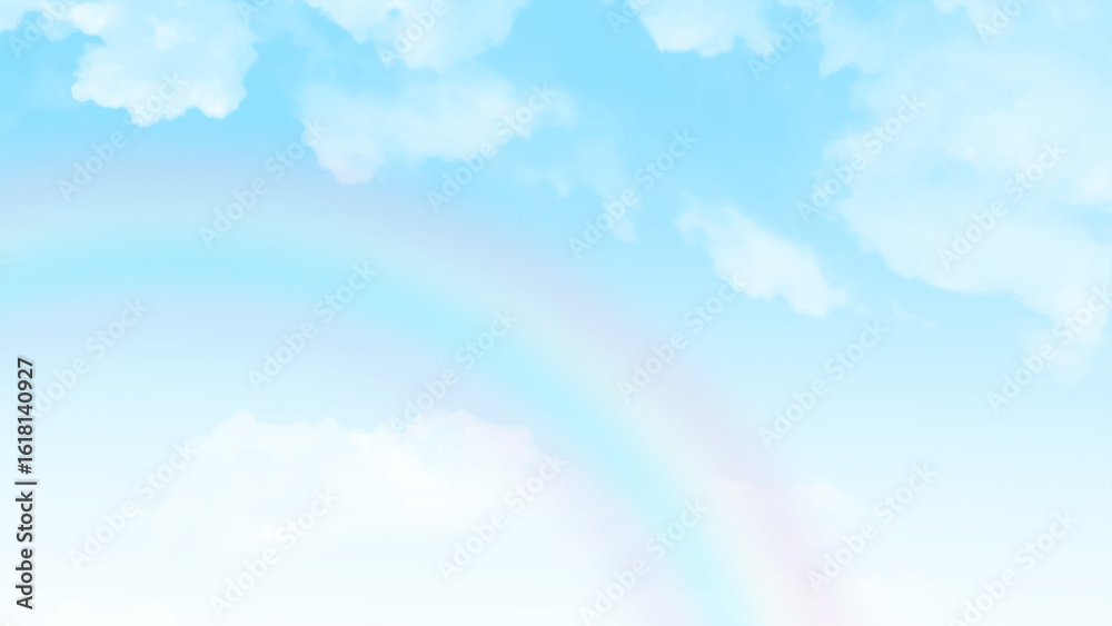 Wall mural the vast blue sky and clouds sky. blue sky background. beautiful blue sky clouds and rainbow effect 