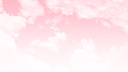 Beautiful pink sky and white clouds for background. Copy space summer pink sky and white cloud abstract background.