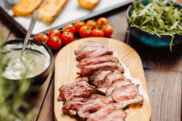Sliced steak, medium