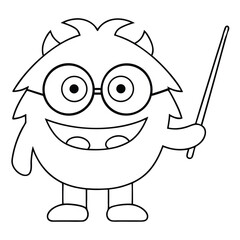 Obraz premium Friendly monster teacher with glasses and pointer stick vector