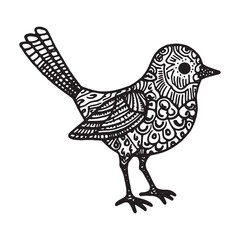 Ornate Bird Design, Perfect for Coloring Books or Decor
