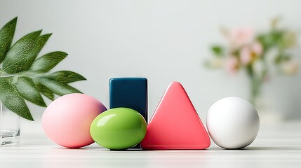 Pastel 3D Geometric Shapes on Light Neutral Background