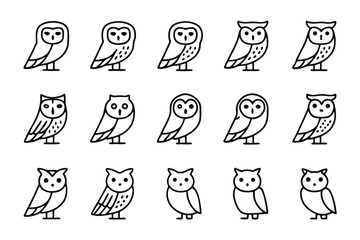 Owl Collection: A carefully curated collection of stylized owls, showcasing the diverse interpretations of the wise avian across a variety of graphic design styles.