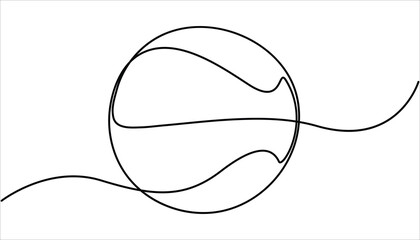 Obraz premium baseball continuous one line drawing, Illustration of a baseball in the air, Baseball Black and White Square Icon, Continuous line drawing of baseball ball one line art Vector. 