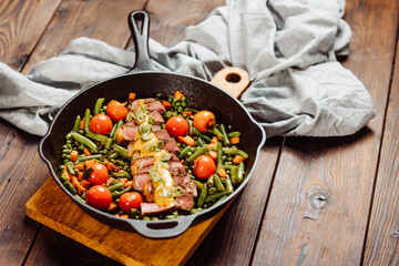 Vegetables with steak
