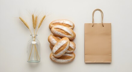 Simple Flat Lay of Bakery and Natural Decor
