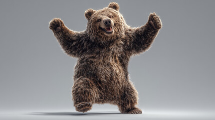 Joyful Dancing Bear &ndash; Realistic 3D Render with Lush Fur

