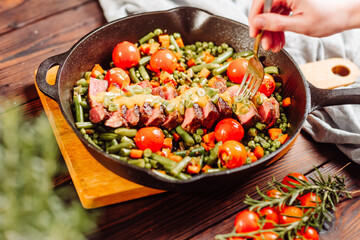 Vegetables with steak