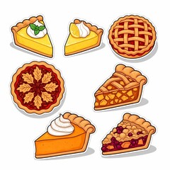 Kawaii Pie, Cake, and Dessert Sticker Set
