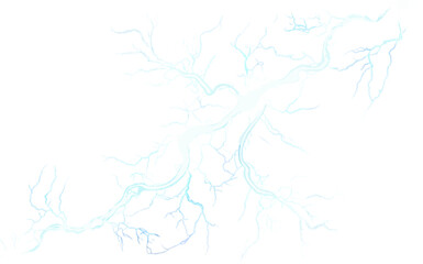 abstract blue thunder lightnings isolated on transparent background