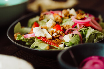 Salad with steak