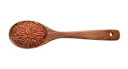 Isolated Red Rice on Wooden Spoon