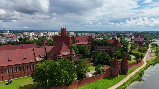 malbork castle fortress ancient ancient view from drone malbork poland