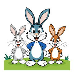 Fototapeta premium Cute Bunny Family Cartoon Animal Vector for Kids Posters, Books & Mascot Designs | Clean Editable File