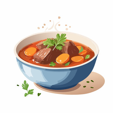 blue bowl of stew with carrots clip art preview