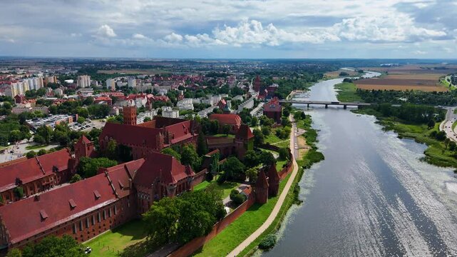 malbork castle fortress ancient ancient view from drone malbork poland