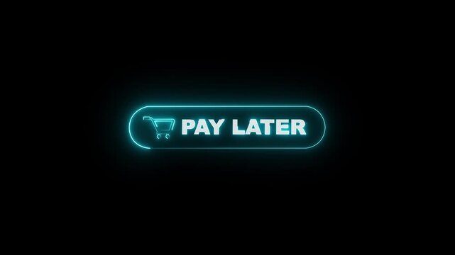 pay later button icon animation. Buy now pay later button shows flexible payment. pay later button prompts quick action. e-commerce websites and advertisement promotions.