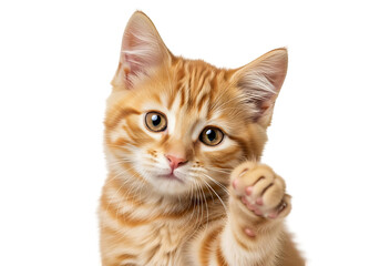 Obraz premium Close-up of a ginger kitten with a curious expression.