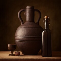 Antique Vessels Still Life in Warm Tones