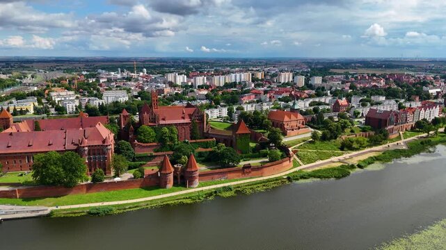 malbork castle fortress ancient ancient view from drone malbork poland