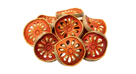 Isolated Dried Bael Fruit Slices