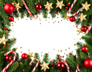  Christmas Pine Garland Border PNG with Ornaments PNG