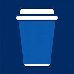 Disposable coffee cup icon on a blue background