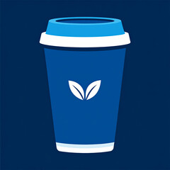 Disposable coffee cup icon on a blue background