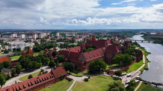 malbork castle fortress ancient ancient view from drone malbork poland