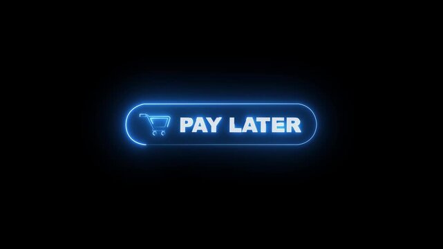 pay later button icon animation. Buy now pay later button shows flexible payment. pay later button prompts quick action. e-commerce websites and advertisement promotions.