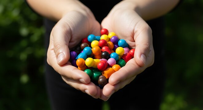Cupped Hands Holding Colorful Figures: A DEIB Representation of Diversity, Equity & Belonging.