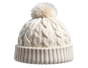 Cozy Knitted Winter Hat with Pom-Pom PNG