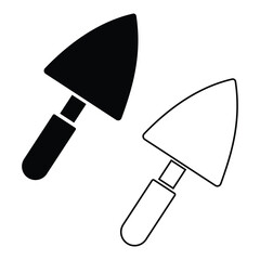 Trowel icon set. Set of trowel fill and outline icon in simple style web graphic design. Plant shovel icon vector for website design isolated on white background. Vector illustration.