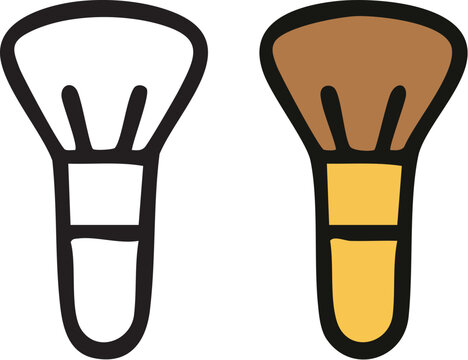 Vector illustration of a cosmetic powder brush icon set.